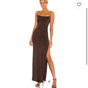 Revolve Lovers and friends Odessa gown in espresso brown